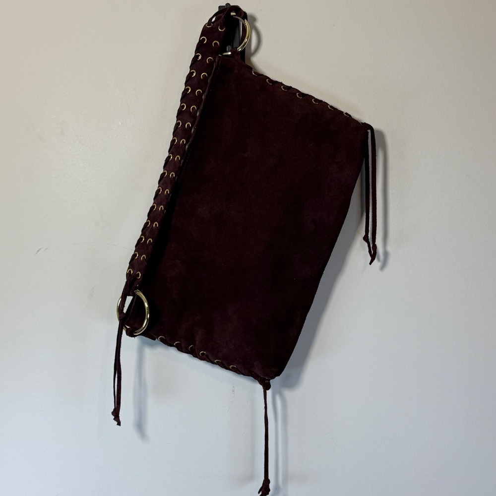 Good Cheval Firenze Hobo Bag Medium Dark Burgundy/Brown Good Suede Made in Italy